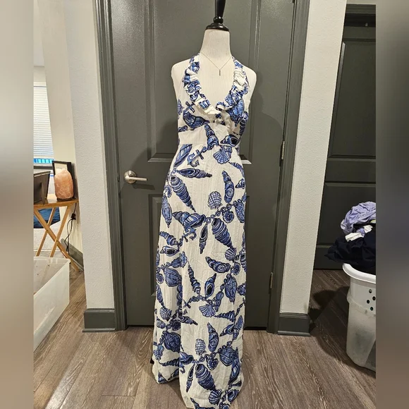 Lilly Pulitzer Nefertiti Halter Maxi Dress "Fallin' in Love" Sz 4 - Picture 1 of 10